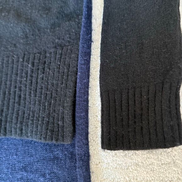 BCBGMAXAZRIA Wool Blend Color Block Asymmetrical Hem Crew Neck Sweater Navy Blue - Picture 4 of 11